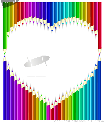 Image of Colored pencils heart shape