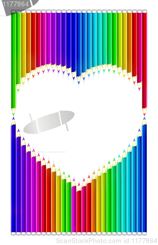 Image of Color pencils heart shaped