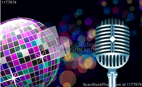 Image of Vector disco ball with microphone