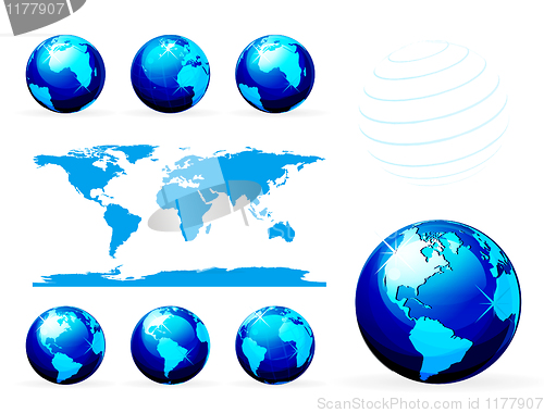 Image of Globe and detail map of the world. Different views