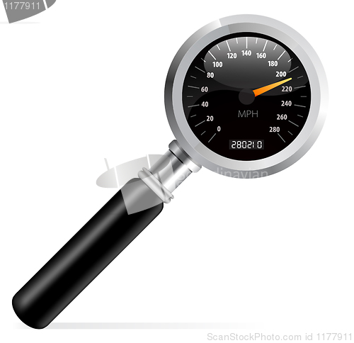 Image of Speedometer in magnifier vector