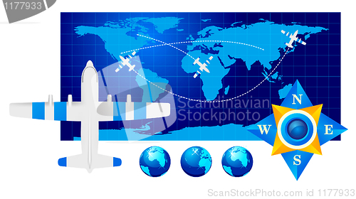 Image of Travel illustration plane on map 