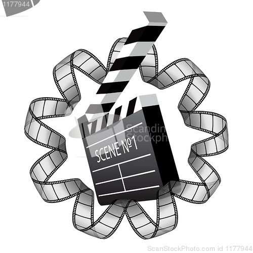 Image of vector clapboard and film strip 