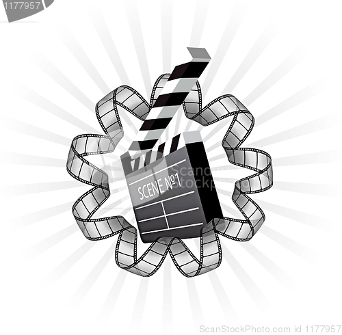 Image of vector clapboard and film strip 