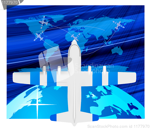 Image of Travel illustration plane on map 