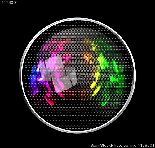 Image of Abstract Futuristic Speaker with Glowing Lights