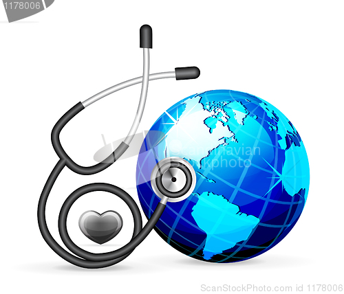 Image of stethoscope and blue earth