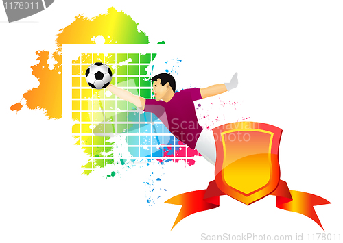 Image of The football goalkeeper catches a ball