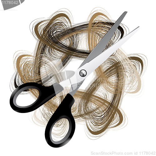 Image of Scissor and  hair 