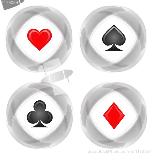 Image of Card suits. Vector illustration. 