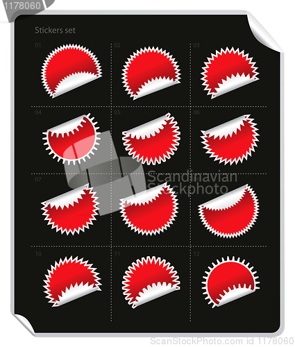 Image of Illustration of stickers on black background