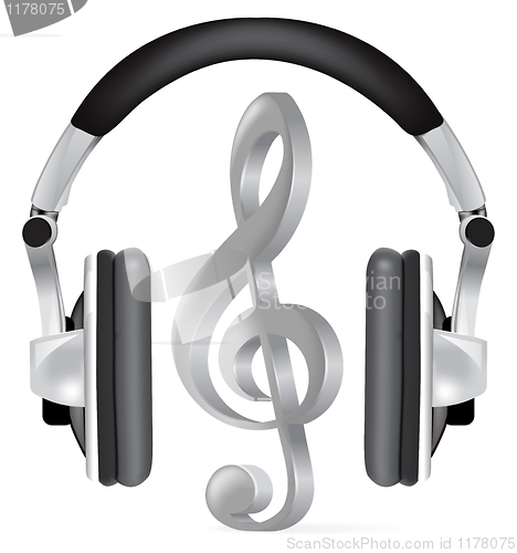 Image of Realistic headphones with music note