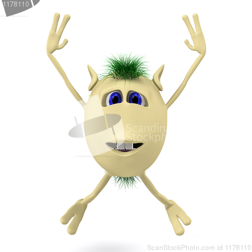 Image of Excited 3D  puppet with arms up