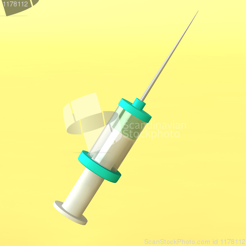 Image of precision syringe isolated on yellow background