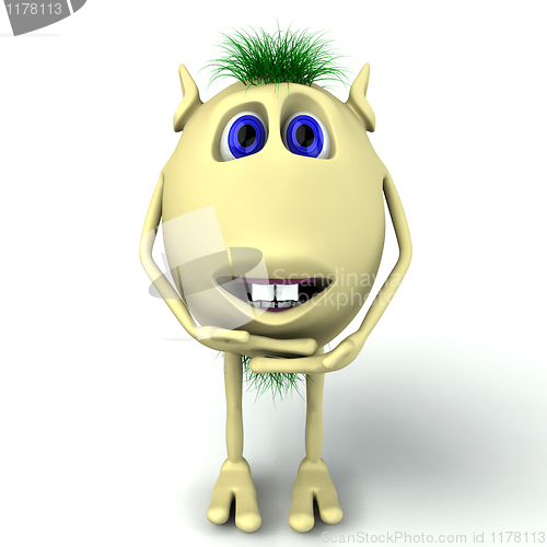 Image of 3d funny character puppet is laughing