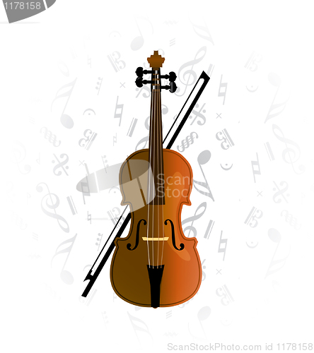 Image of cello, violoncello on music note background