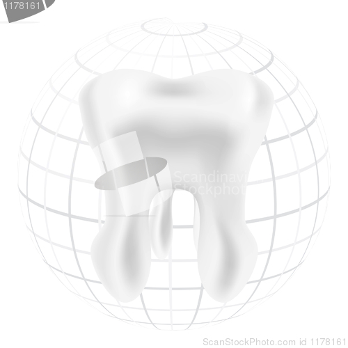 Image of Tooth with styled globe sphere