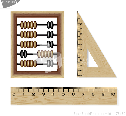 Image of wooden abacus and rulers