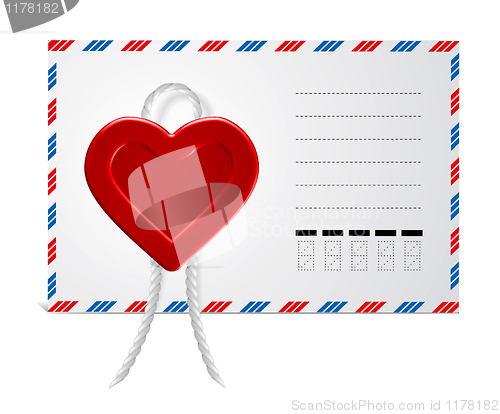 Image of Envelope With Hearts, Isolated On White Background