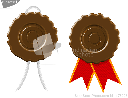 Image of Blank wax seal with cord and ribbon