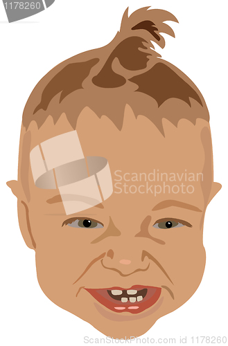 Image of cute laughing baby head vector illustration