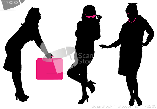 Image of silhouette of the woman in different poses