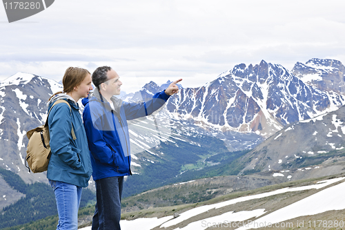 Image of Father and daughter in mountains