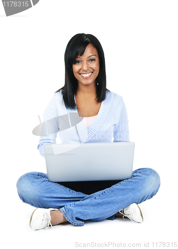 Image of Young woman with computer