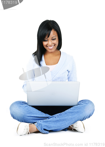 Image of Young woman with computer