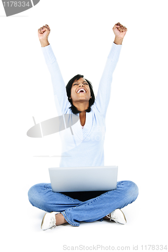 Image of Successful young woman with computer