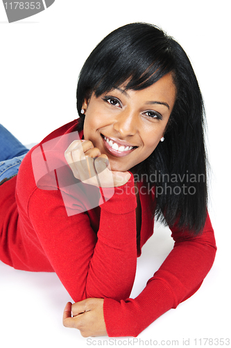 Image of Portrait of young black woman smiling