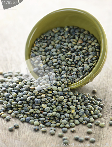 Image of Bowl of uncooked French lentils