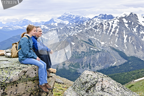 Image of Father and daughter in mountains