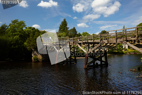 Image of Old trestle style wooden bridge