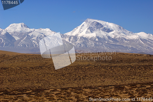 Image of Landscape of snow-capped mountains