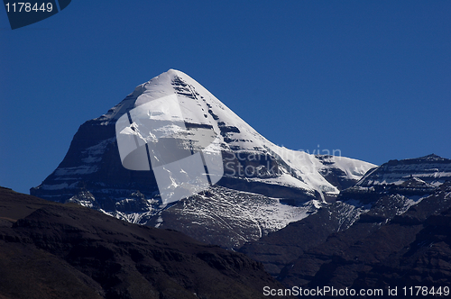 Image of Landscape of snow-capped mountains