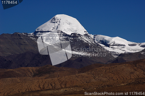 Image of Landscape of snow-capped mountains