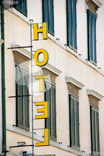 Image of Yellow hotel sign