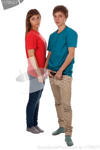 Image of couple of teenagers in color clothes