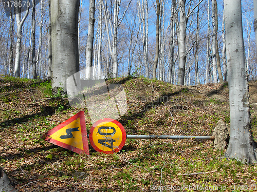 Image of Removed traffic signs in park