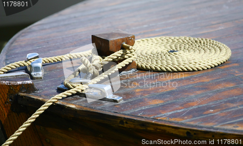 Image of Boat rope on dock