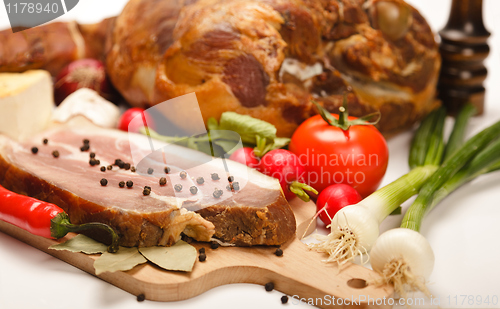 Image of Slice of traditional smoked ham