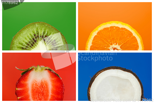 Image of Collage of half fruits