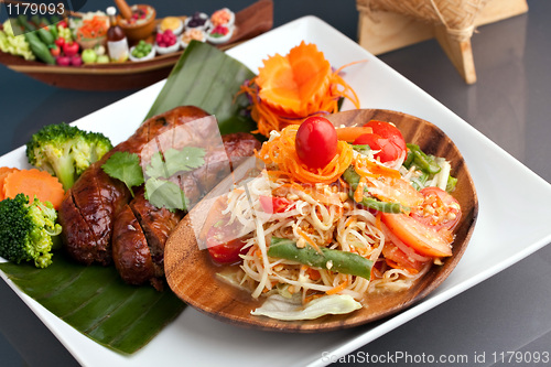 Image of Thai Sausage and Som Tum Salad