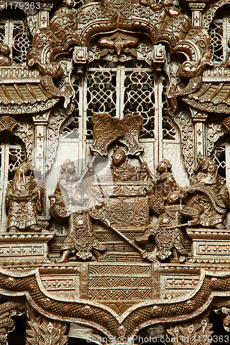 Image of Chinese old story stone carving with group people. 