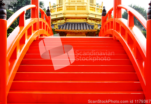 Image of oriental golden pavilion of Chi Lin Nunnery and Chinese garden, 