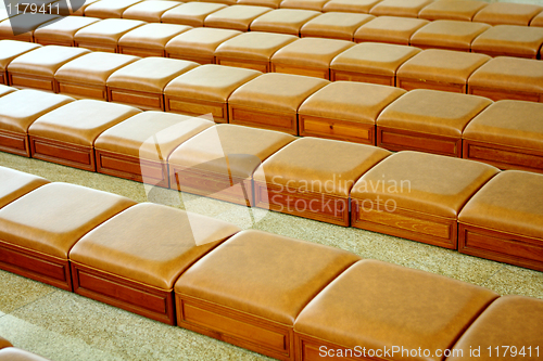Image of rows of seats in chinese temple