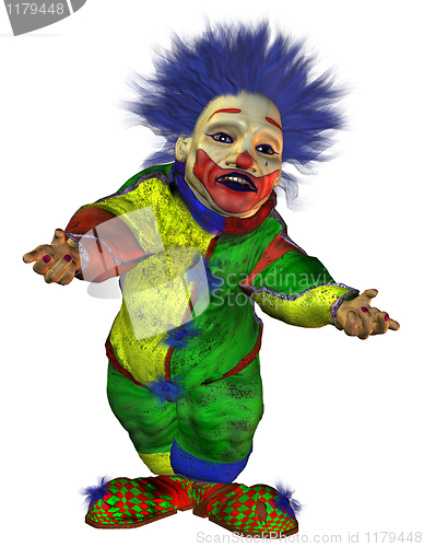 Image of freaky clown with an inviting gesture