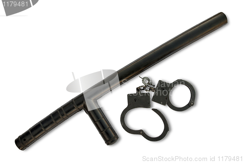 Image of Police baton with handcuffs  