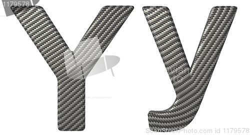 Image of Carbon fiber font Y lowercase and capital letters